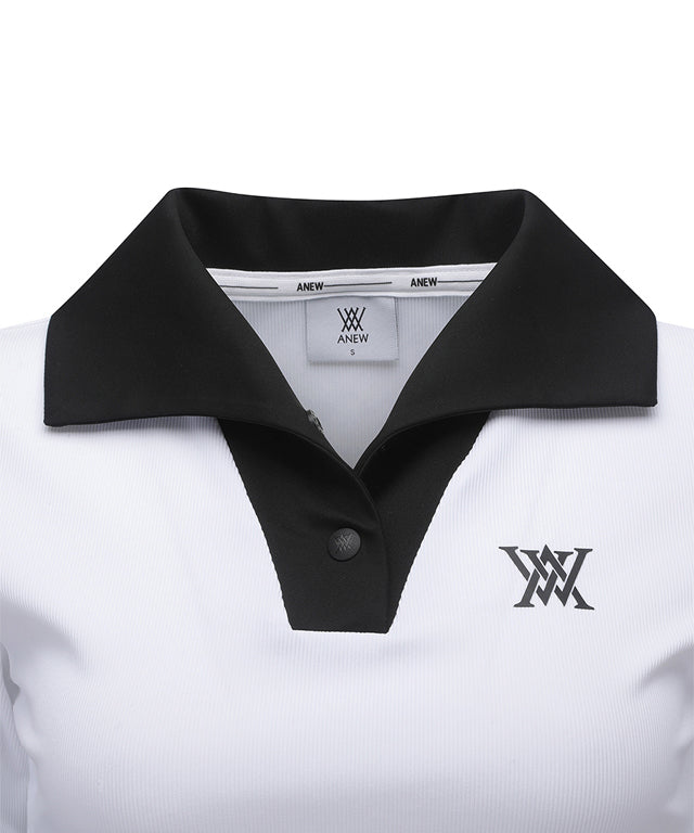 Women's Collar Transform Sleeved Long T-Shirt - White