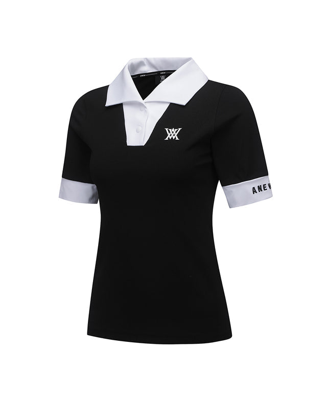 Women's Collar Transform Sleeved Long T-Shirt - Black