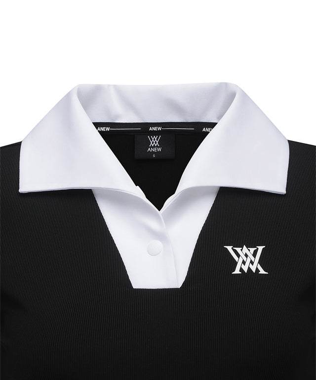 Women's Collar Transform Sleeved Long T-Shirt - Black