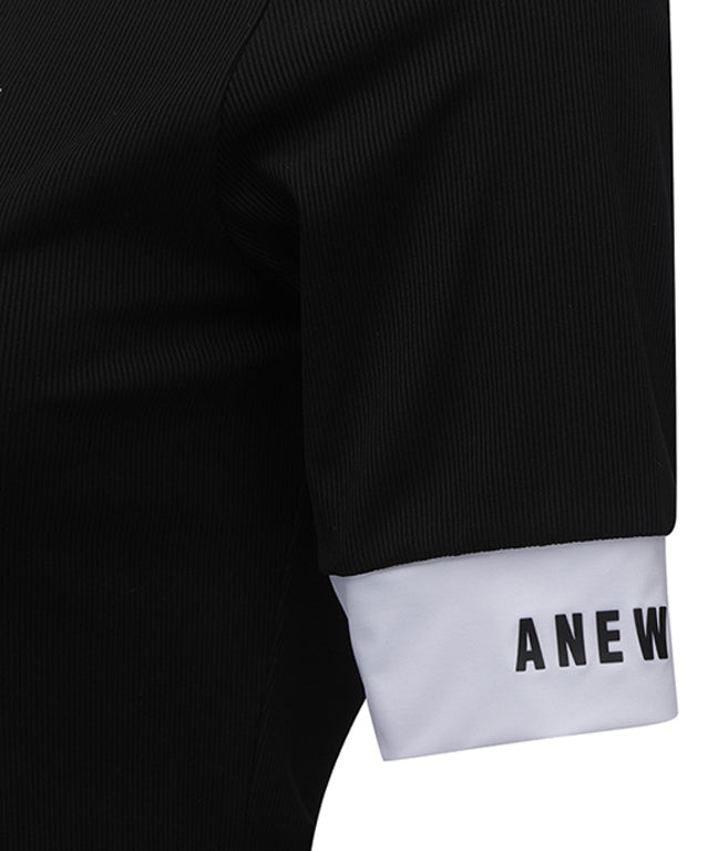Women's Collar Transform Sleeved Long T-Shirt - Black