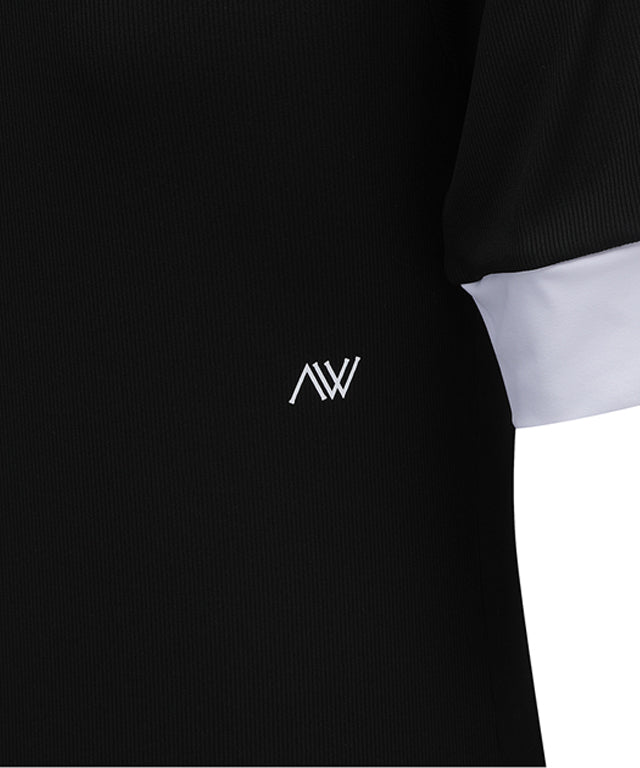 Women's Collar Transform Sleeved Long T-Shirt - Black