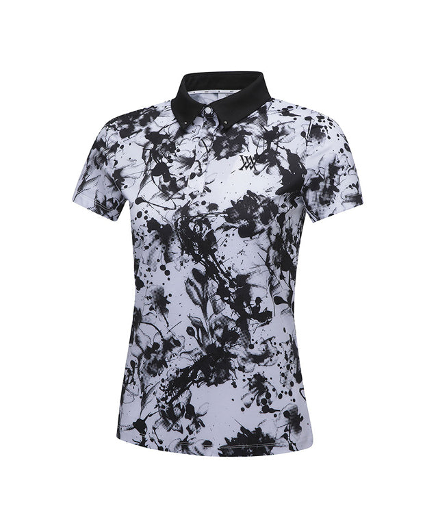 Women's Flower Pattern Short T-Shirt - White