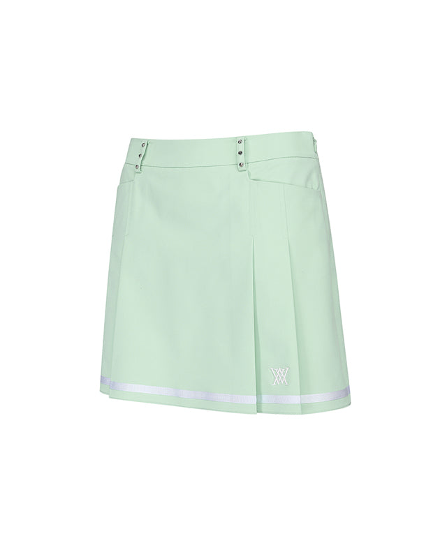 Women's Half Pleats Under Line Point Skirt - Light Green