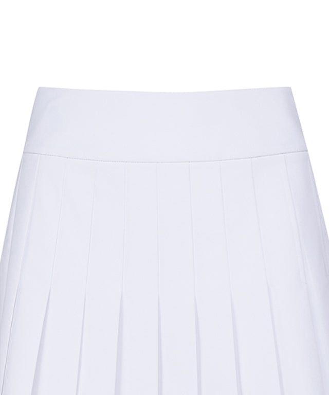 Women's Logo Band Pleats Skirt - White