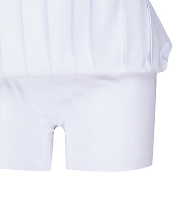 Women's Logo Band Pleats Skirt - White