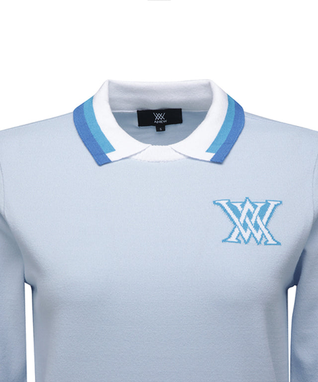 Women's Logo Combination Pastel Sweater - Sky Blue