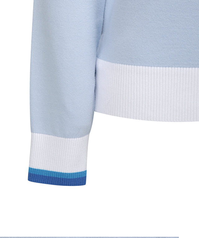 Women's Logo Combination Pastel Sweater - Sky Blue