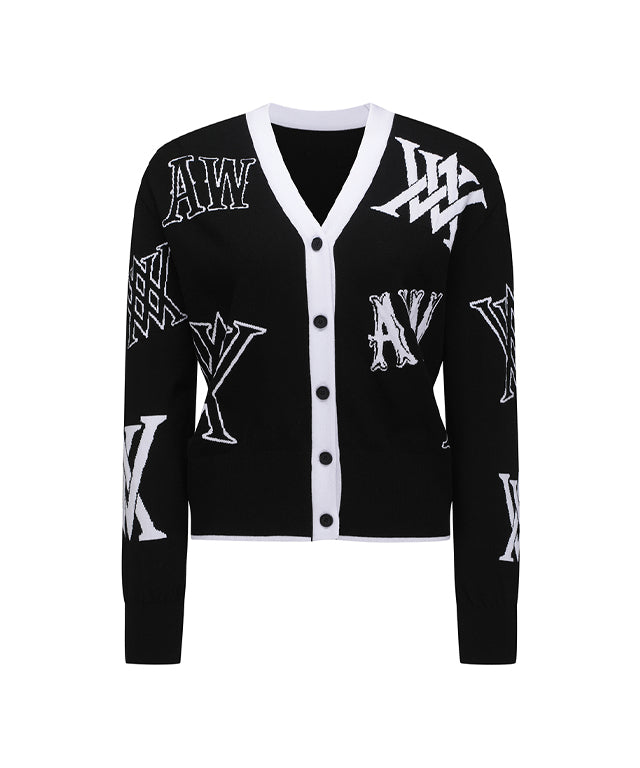 Women's Logo Intarsia Cardigan - Black