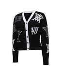 [Signature] Women's Logo Intarsia Cardigan - Black