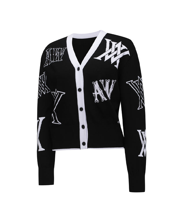 Women's Logo Intarsia Cardigan - Black