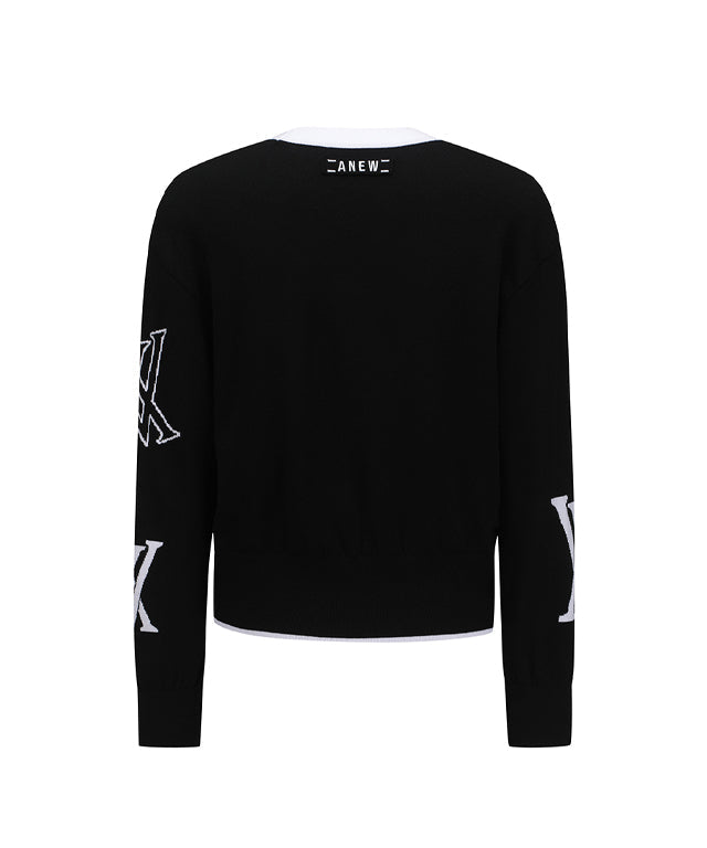 Women's Logo Intarsia Cardigan - Black