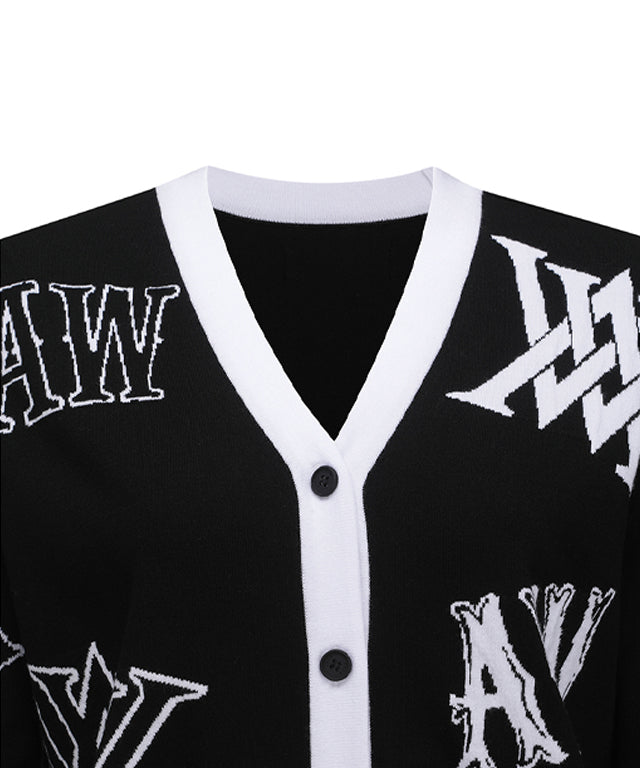 Women's Logo Intarsia Cardigan - Black