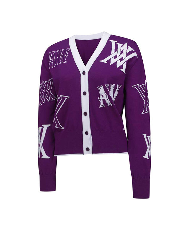 Women's Logo Intarsia Cardigan - Purple
