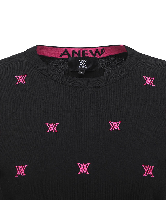 Women's Monogram Logo Point Pullover Sweater - Black