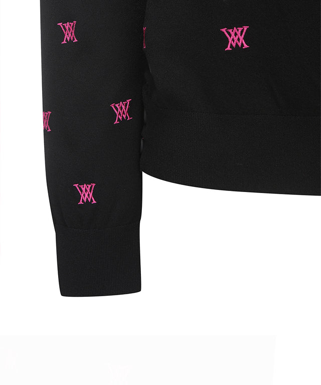 Women's Monogram Logo Point Pullover Sweater - Black
