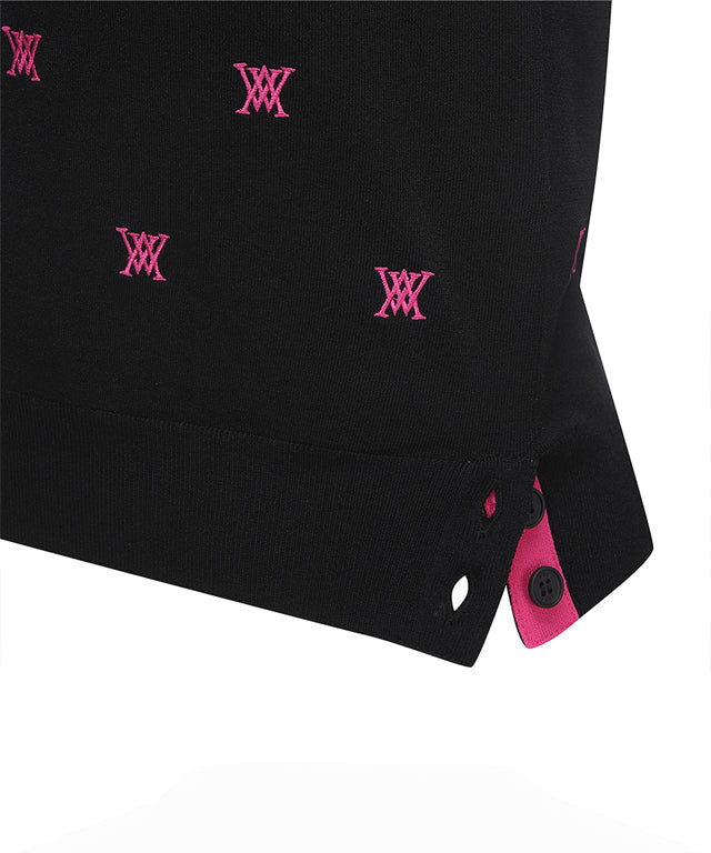 Women's Monogram Logo Point Pullover Sweater - Black