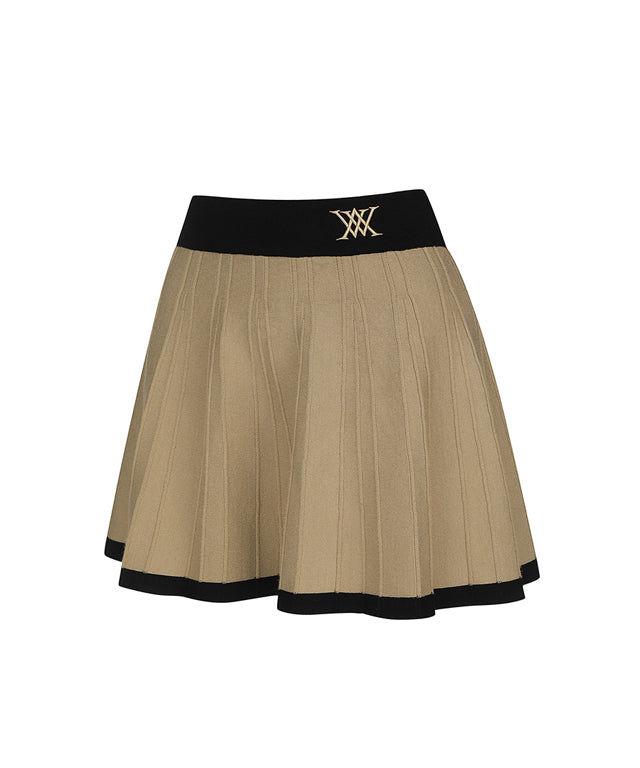 Women Pleated Skirt - Beige