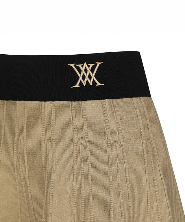 Women Pleated Skirt - Beige