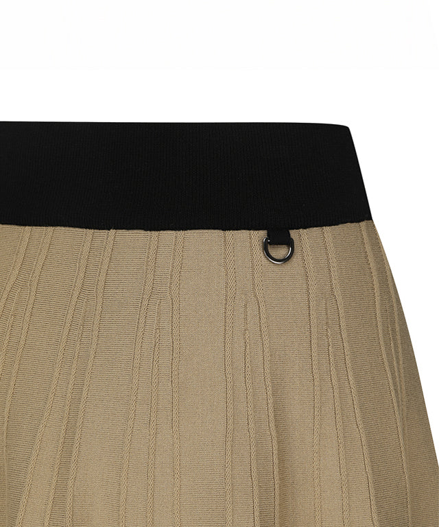 Women Pleated Skirt - Beige