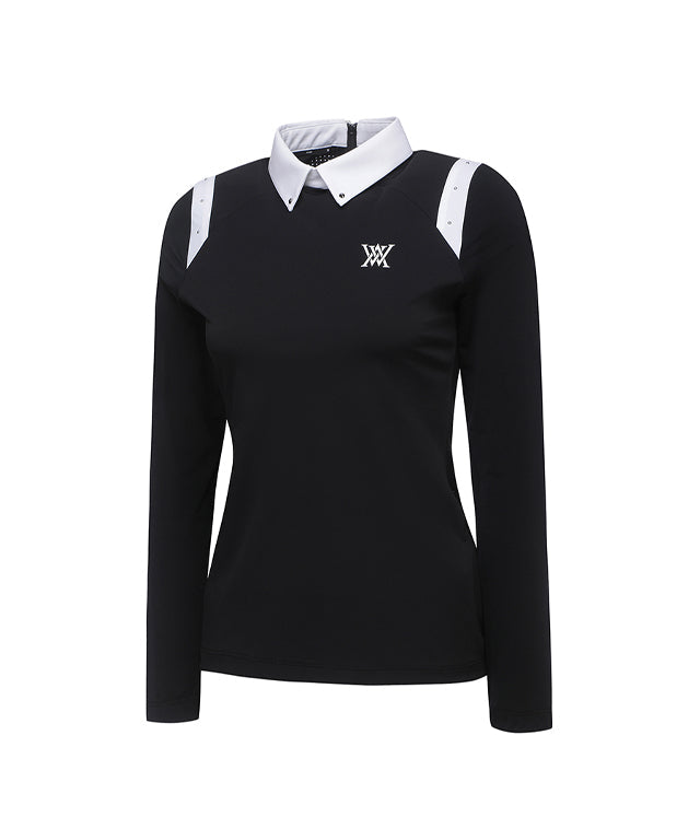 Women's Shoulder Point Long T-Shirt - Black