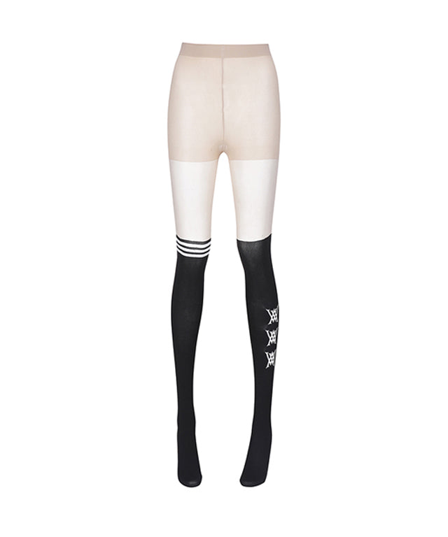 Triple Logo Color Block Stockings - Black