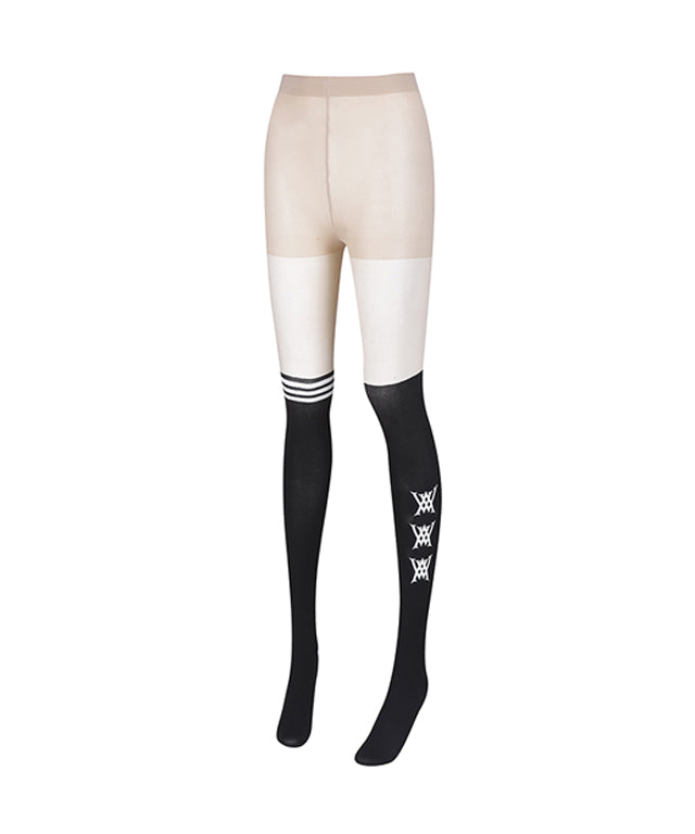 Triple Logo Color Block Stockings - Black