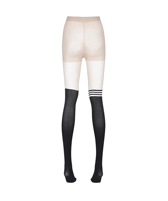 Triple Logo Color Block Stockings - Black