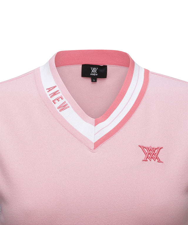 Women's V-Neck Sweater Vest - Light Pink