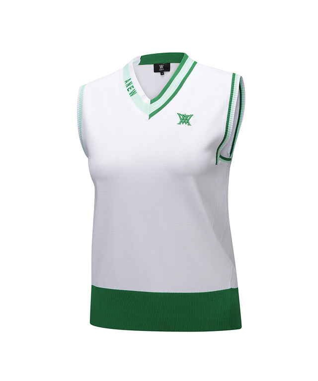 Women's V-Neck Sweater Vest - White