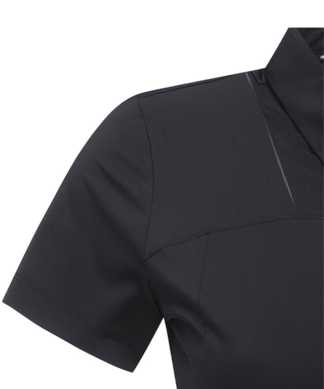 Women's Mash Block Point Short Sleeve Long T-Shirt - Black