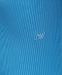Women's Zipper Point Ribbed Long T-Shirt - Light Blue