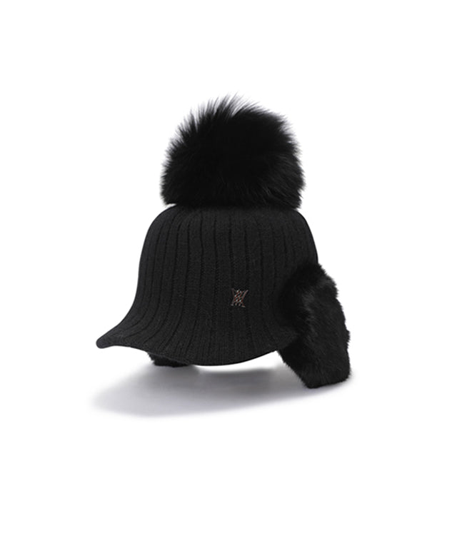 Women's Angora Knit Cap - Black