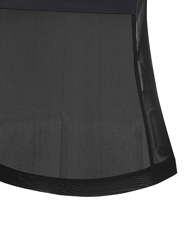 Women's Cold Fabric Round Mash Mix T-Shirt - Black