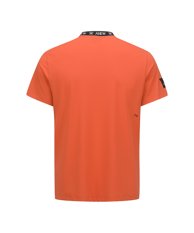 Men's Neck Jacquard Logo Short T-Shirt - Orange