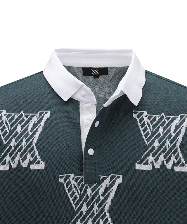 Men's Pixel Logo Point Short Sweater - Green