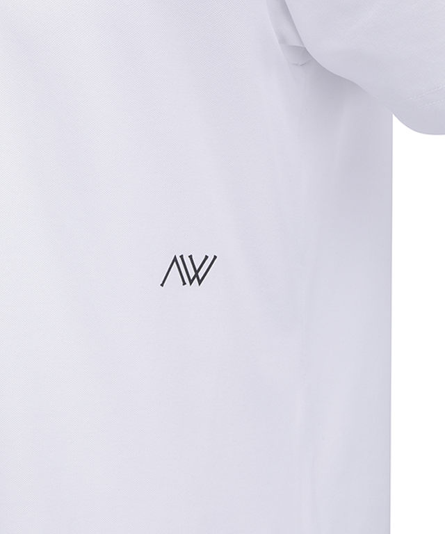 Men's Neck Jacquard Logo Short T-Shirt - White