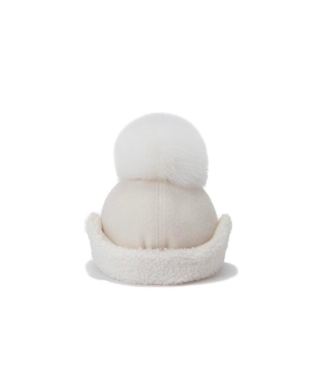 Women's Curly Ball Cap - White