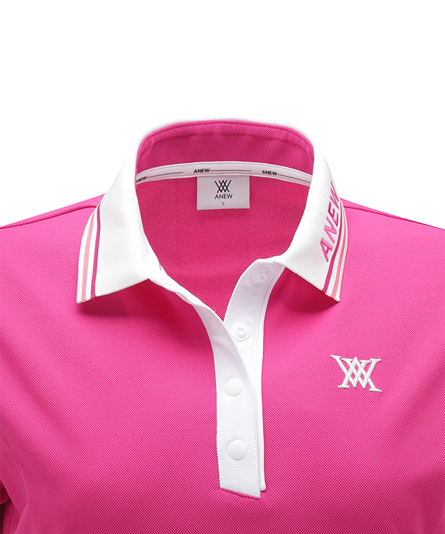 Pleated Skirt Pique Dress - Hot Pink