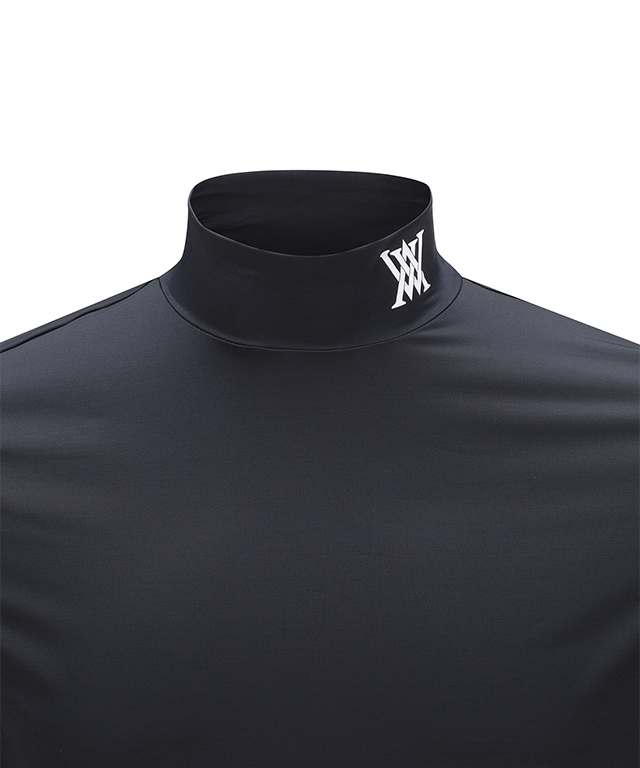 Men's Cold Fabric High Neck T-Shirt - Black