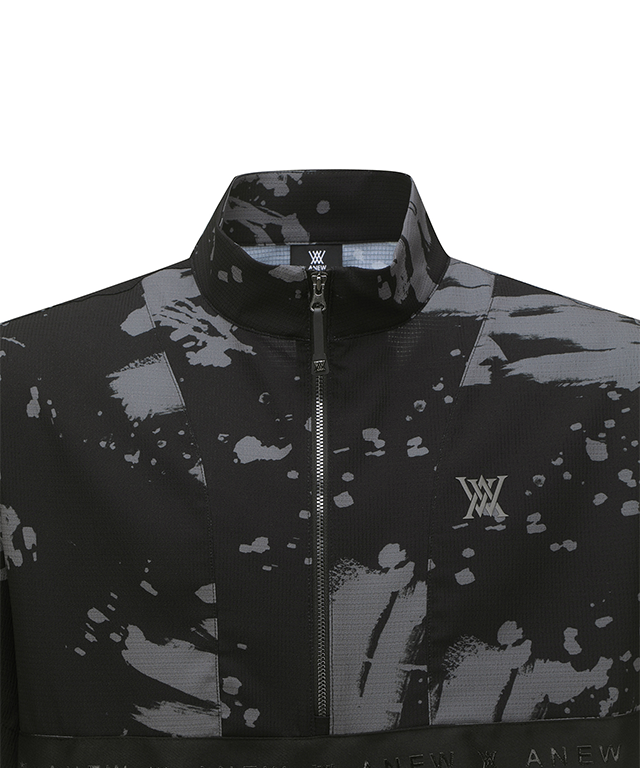 Men's High Neck Anorak Short T-Shirt - Black