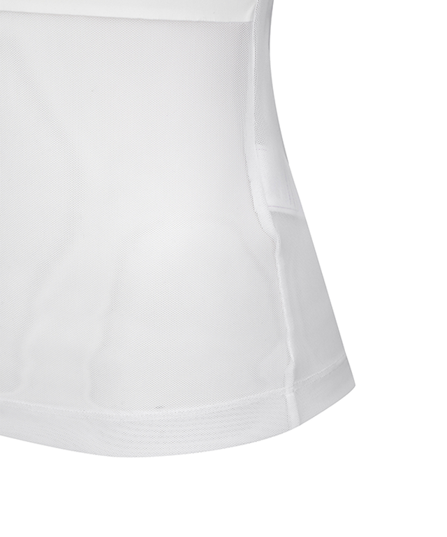 Women's Cold Fabric Round Mash Mix T-Shirt - White