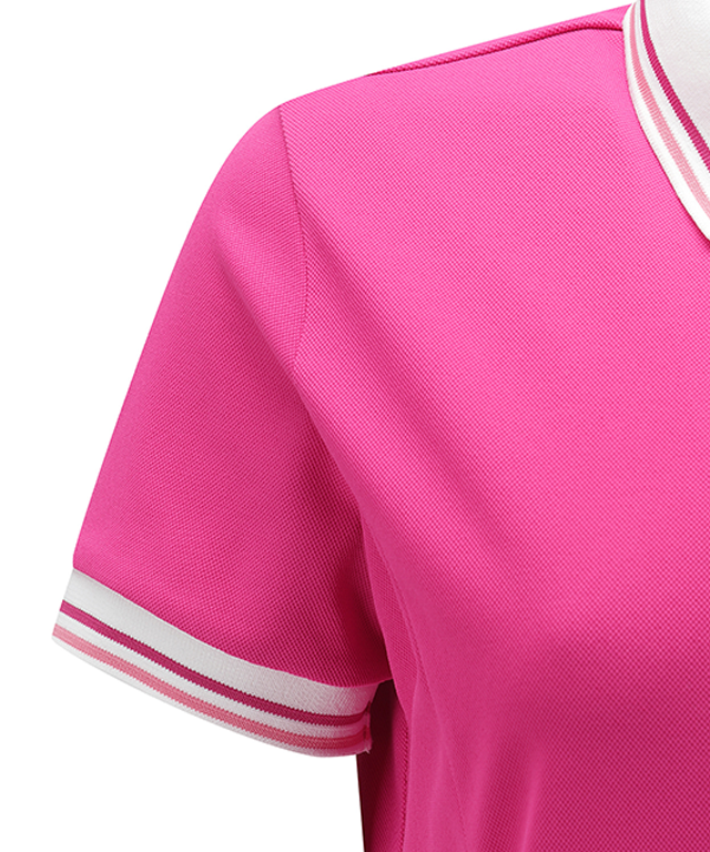 Pleated Skirt Pique Dress - Hot Pink