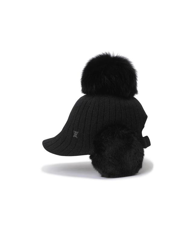 Women's Angora Knit Cap - Black